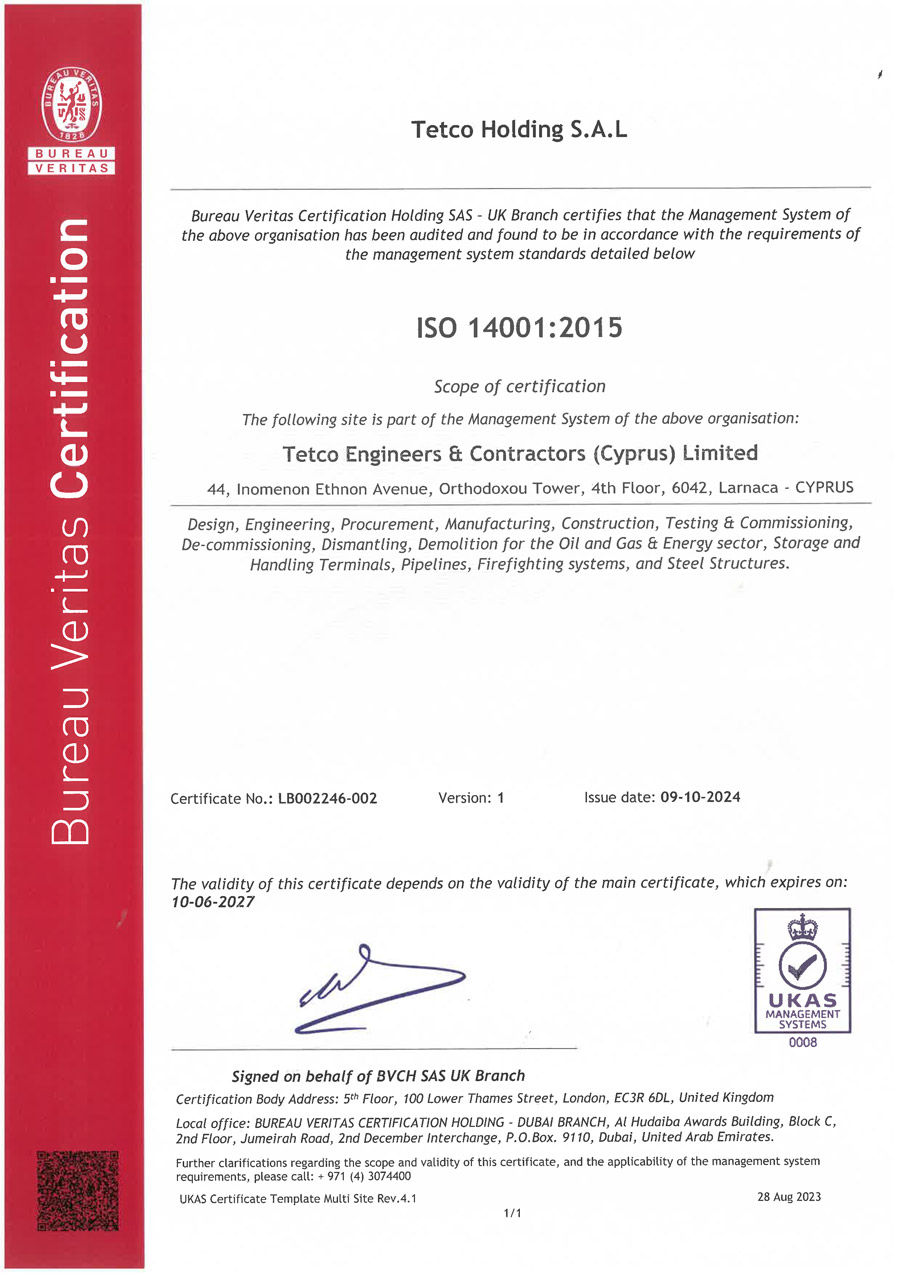 Tetco-Engineers-&-Contractors-(Cyprus)-Limites---ISO-14001-2015-