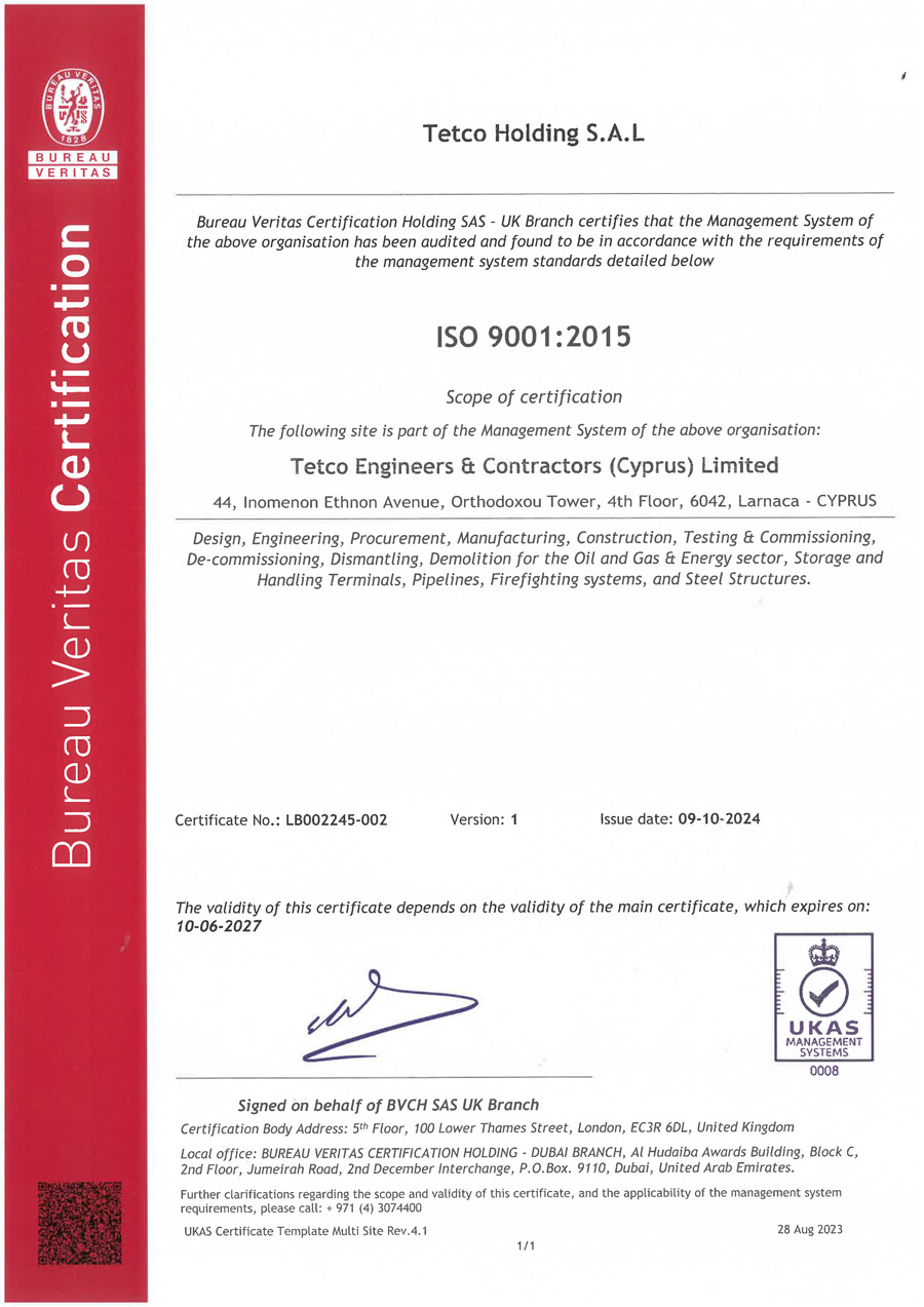 Tetco-Engineers-&-Contractors-(Cyprus)-Limites---ISO-9001-2015-